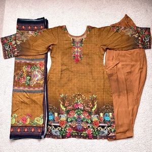 NEW Floral Linen Shalwar Kameez
